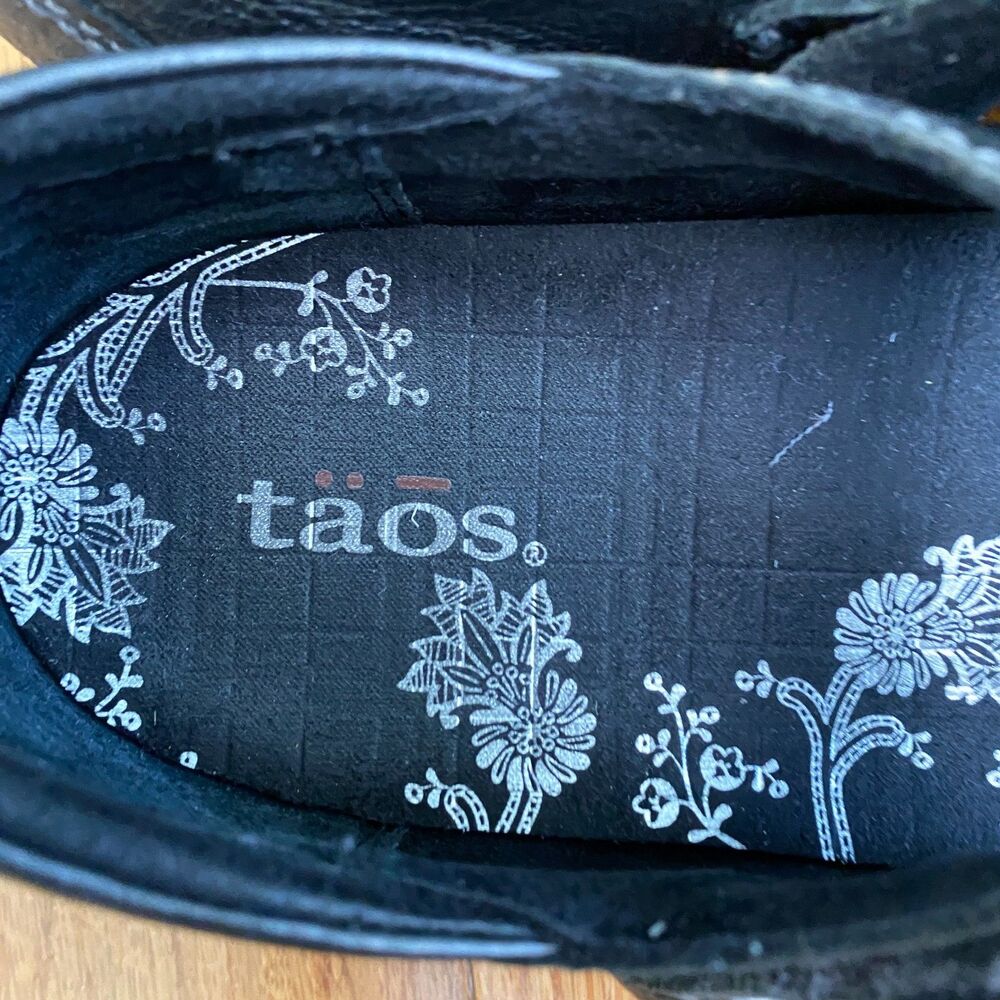 Taos Leather Mary Jane Shoes Comfort Flats Womens 8.5 EU 39 Black Hook & Loop - Picture 11 of 12